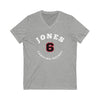 Jones 6 Carolina Hockey Number Arch Design Unisex V-Neck Tee