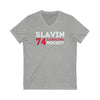 Slavin 74 Carolina Hockey Grafitti Wall Design Unisex V-Neck Tee