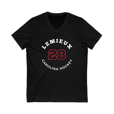 Lemieux 28 Carolina Hockey Number Arch Design Unisex V-Neck Tee