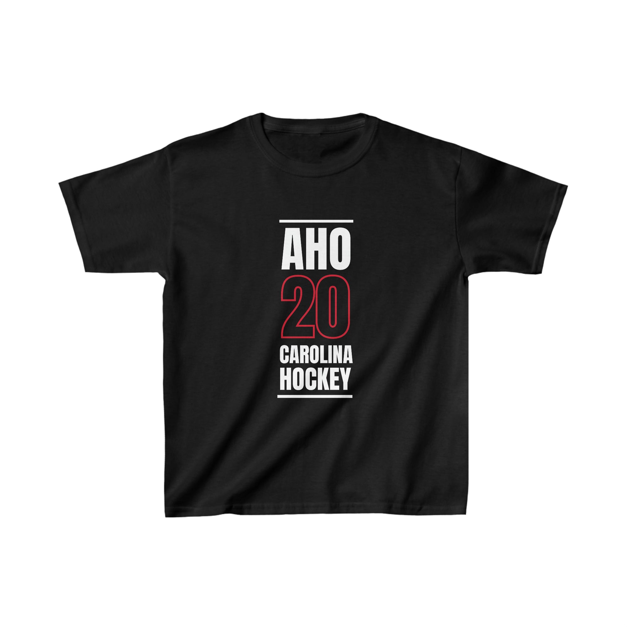 Aho 20 Carolina Hockey Black Vertical Design Kids Tee