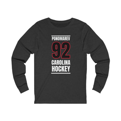 Ponomarev 92 Carolina Hockey Black Vertical Design Unisex Jersey Long Sleeve Shirt