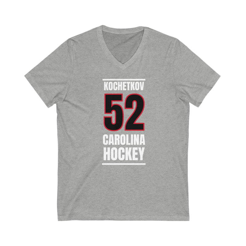 Kochetkov 52 Carolina Hockey Black Vertical Design Unisex V-Neck Tee