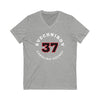 Svechnikov 37 Carolina Hockey Number Arch Design Unisex V-Neck Tee