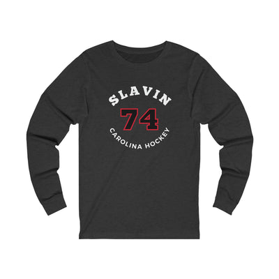 Slavin 74 Carolina Hockey Number Arch Design Unisex Jersey Long Sleeve Shirt