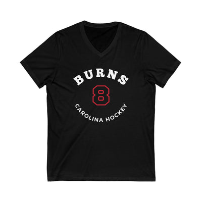 Burns 8 Carolina Hockey Number Arch Design Unisex V-Neck Tee