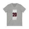 Aho 20 Carolina Hockey Black Vertical Design Unisex V-Neck Tee