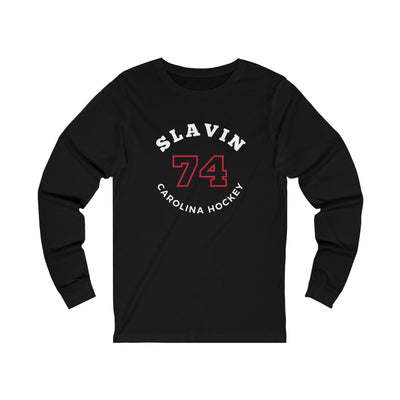 Slavin 74 Carolina Hockey Number Arch Design Unisex Jersey Long Sleeve Shirt