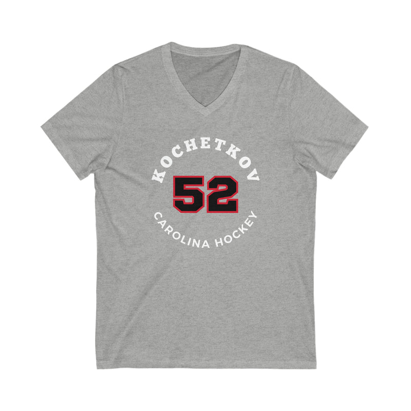 Kochetkov 52 Carolina Hockey Number Arch Design Unisex V-Neck Tee