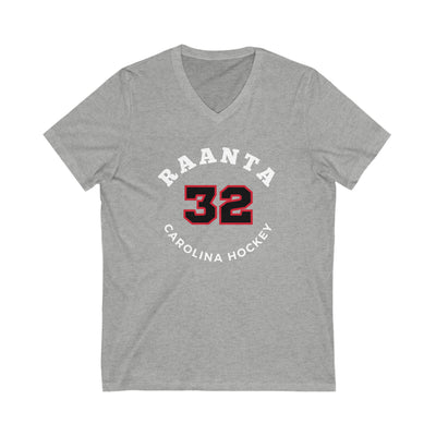 Raanta 32 Carolina Hockey Number Arch Design Unisex V-Neck Tee