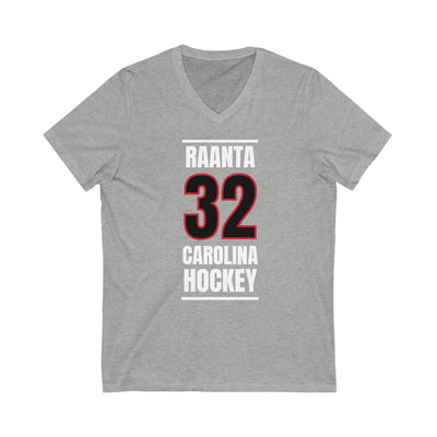 Raanta 32 Carolina Hockey Black Vertical Design Unisex V-Neck Tee