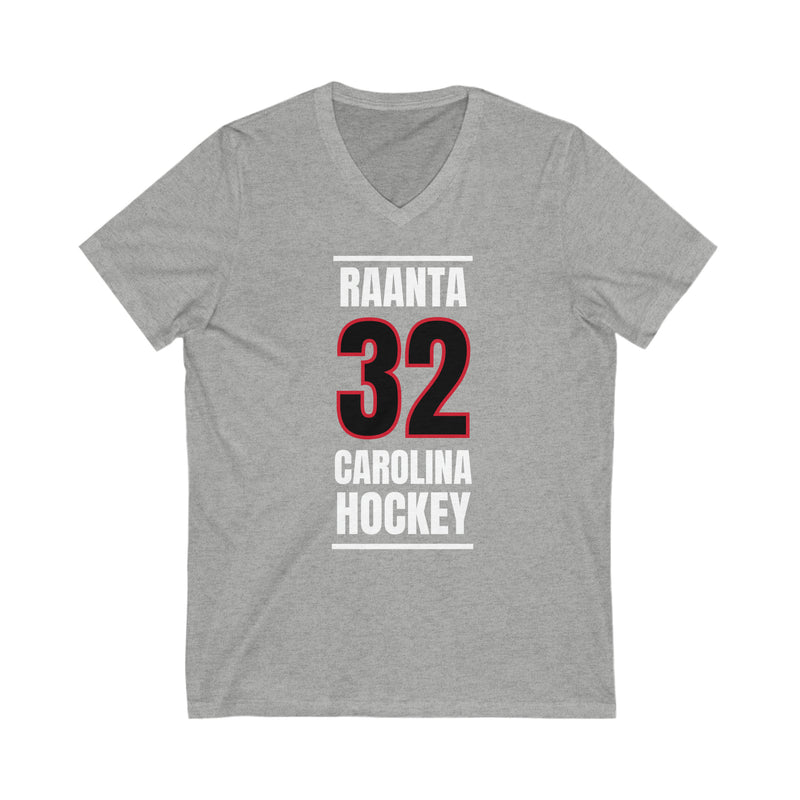 Raanta 32 Carolina Hockey Black Vertical Design Unisex V-Neck Tee