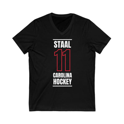 Staal 11 Carolina Hockey Black Vertical Design Unisex V-Neck Tee