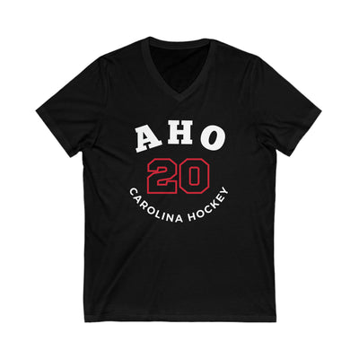 Aho 20 Carolina Hockey Number Arch Design Unisex V-Neck Tee