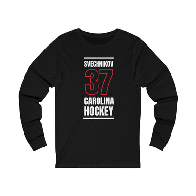 Svechnikov 37 Carolina Hockey Black Vertical Design Unisex Jersey Long Sleeve Shirt