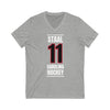 Staal 11 Carolina Hockey Black Vertical Design Unisex V-Neck Tee