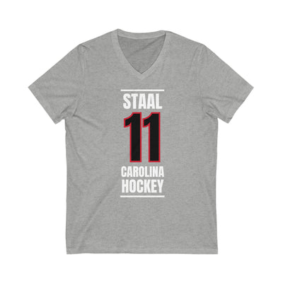 Staal 11 Carolina Hockey Black Vertical Design Unisex V-Neck Tee