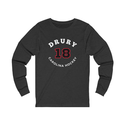 Drury 18 Carolina Hockey Number Arch Design Unisex Jersey Long Sleeve Shirt