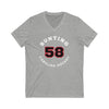 Bunting 58 Carolina Hockey Number Arch Design Unisex V-Neck Tee