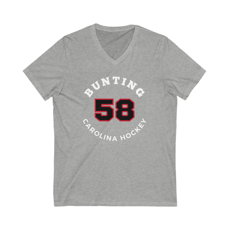 Bunting 58 Carolina Hockey Number Arch Design Unisex V-Neck Tee