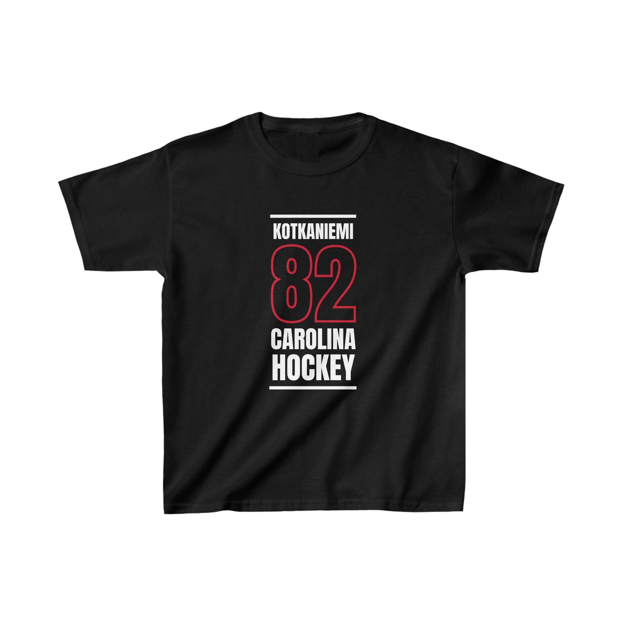 Kotkaniemi 82 Carolina Hockey Black Vertical Design Kids Tee