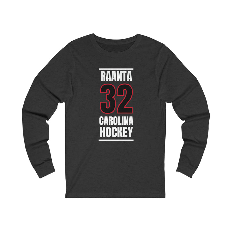 Raanta 32 Carolina Hockey Black Vertical Design Unisex Jersey Long Sleeve Shirt