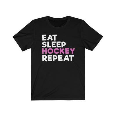 "Eat, Sleep, Hockey And Repeat" Unisex Jersey Tee