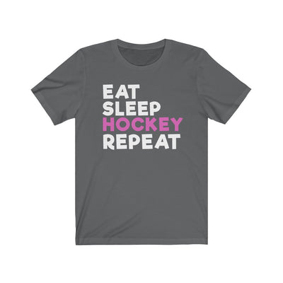 "Eat, Sleep, Hockey And Repeat" Unisex Jersey Tee