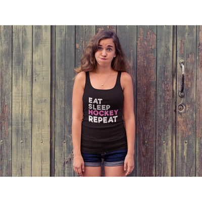 "Eat Sleep Hockey Repeat" Women's Tri-Blend Racerback Tank